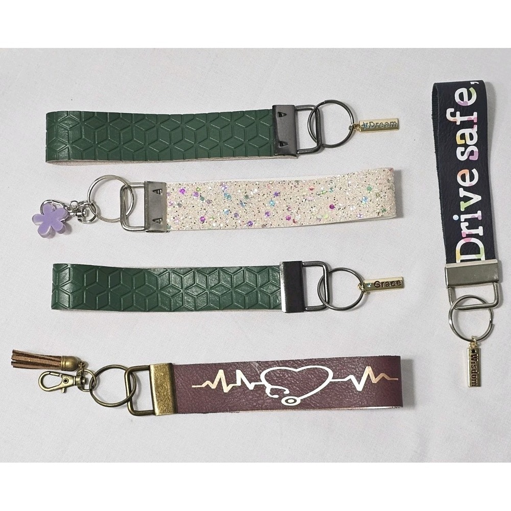 Lot Of 5 Country Blessings Colorful Fun faux leather key fob wristlets Sparkle